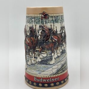 Budweiser Holiday Horses Beer Stein "Winter Bridge" Collector's Series 1988